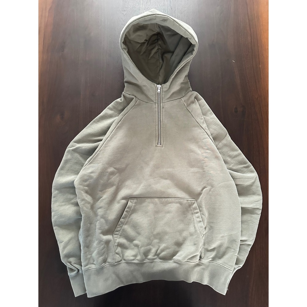 FOG Fear of God Collection Two Quarter Zip Side Zip Hoodie Olive Green Mens M